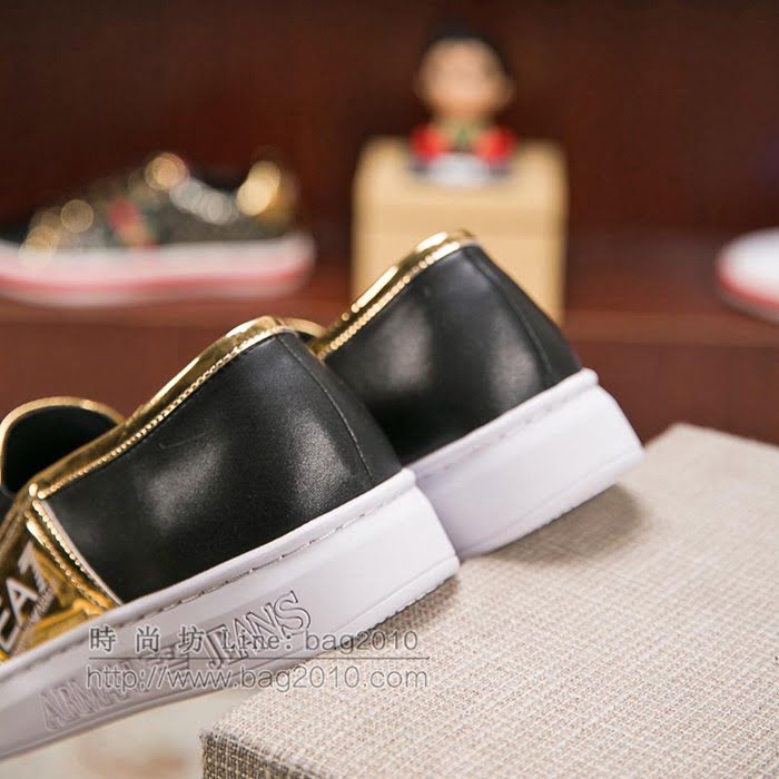 Armani男鞋 專櫃同步 牛皮配漆皮 阿瑪尼男士最新款休閒鞋  jpx1318